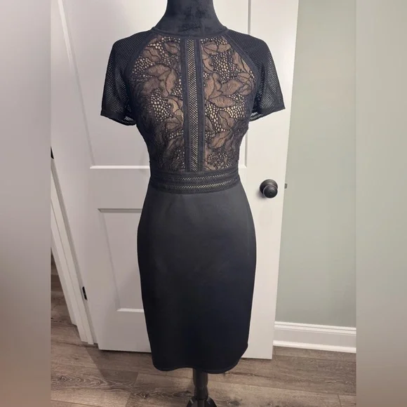 Tadashi Shoji | Dresses | Tadashi Shoji Archer Lace Neoprene Dress Black  Nude | Poshmark